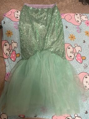 Green Sequin Tulle Maxi Skirt